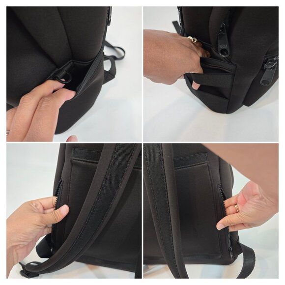 Dagne Dover Medium Black Dakota Backpack Neoprene Onyx Embroidered Company Logo - Picture 2 of 12